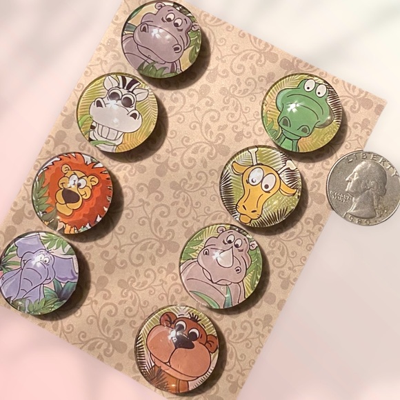 Set/8 𝑯𝒂𝒏𝒅𝒎𝒂𝒅𝒆 Zoo Animals Magnets Cabochons Gift! - Picture 11 of 13